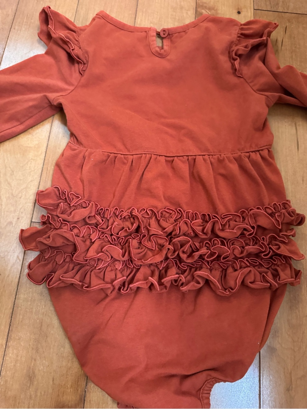 Ruffle Butts Rust Orange Ruffle-Sleeve Baby One-Piece - Picture 9 of 10